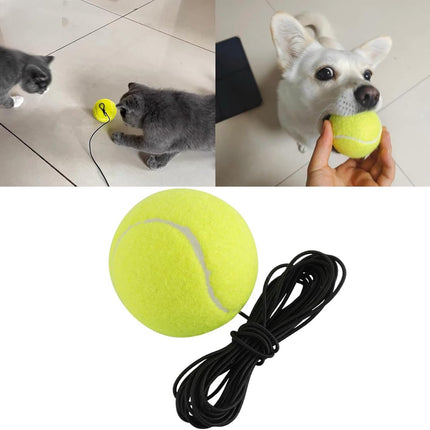 2 pieces - Tennis ball - With 4m rope - Tennis training ball - Training balls - Tennis training set - for personal tennis training, pets, adults, beginner players - 64 mm - green.