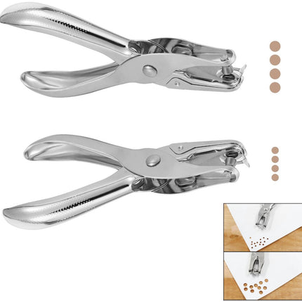 2 pieces - Hole punch - 3mm, 6mm - hole punch pliers - metal hole punches - paper hole punch - small single hole punch - small round hole punches - for labels, crafts, tickets, greeting cards, paper and invitations - 13*6.2 cm - silver.