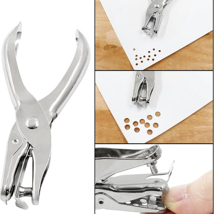 2 pieces - Hole punch - 3mm, 6mm - hole punch pliers - metal hole punches - paper hole punch - small single hole punch - small round hole punches - for labels, crafts, tickets, greeting cards, paper and invitations - 13*6.2 cm - silver.