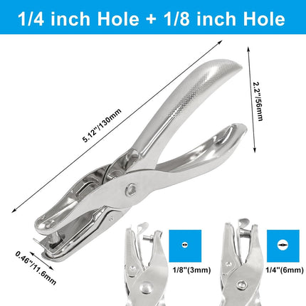 2 pieces - Hole punch - 3mm, 6mm - hole punch pliers - metal hole punches - paper hole punch - small single hole punch - small round hole punches - for labels, crafts, tickets, greeting cards, paper and invitations - 13*6.2 cm - silver.