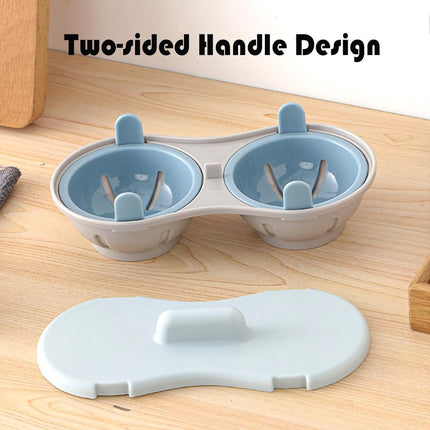 Microwave Egg Cooker - Egg Cooker - Egg Maker - 22*11*8 cm - Microwave egg cooker with 2 cavities - Poached Egg Maker - Poached Egg poacher - poached egg cups - Egg poacher - Egg Poaching Pan - Cooking Utensils - kitchen tools - blue.