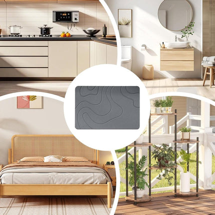 Absorbent Bath Mat - 40*60 cm - Diatomaceous Earth Bath Mat - Non-Slip Diatomite Mat - Non-Slip Shower Mat - Shower Mat - Bathroom Mat - Toilet Mat - non-slip bath mat - water-absorbent mat - entrance doormat - quick-drying bath mat - dark grey.