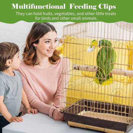 12x Bird Feeders - Plastic bird bowl - Birdcage feeder clips - Bird feeder tray - parrot fruit and vegetable clips - Bird feeder - Bird Feeder Tray - For birdcage - Hanging bird feeder - For birds, parrots.