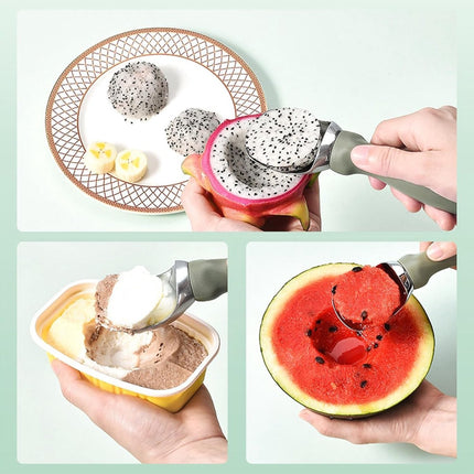 Stainless steel ice cream scoop - 19x5x3cm - ice cream scoop - spoon - comfortable handle - ice cream measuring spoon - for ice cream, melon, meatballs, cake, cookie dough, rice - black.