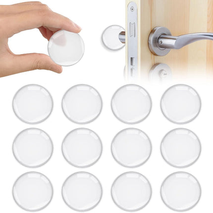 Transparent Door Stoppers - 12 Pieces - Wall-Mounted Door Handle Stop - Bumpers - Transparent Self-Adhesive Silicone Door Stops - Door Buffers - Transparent Shock Absorbers - Powerful Door Stop - For Cabinet Doors, Kitchen, Bathroom, Office.