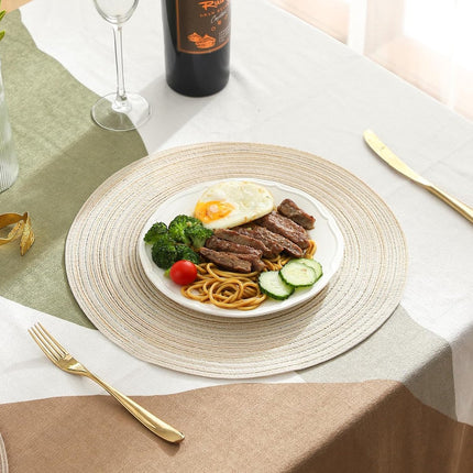 6 pieces - Table mats - Placemats - Round placemats - washable cotton placemats - round braided placemats - Round table mats - Woven placemats - Round placemats - beige - 38*38 cm.