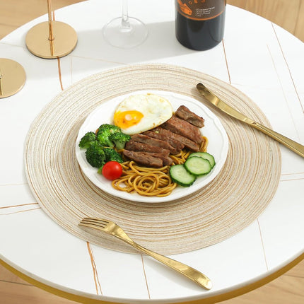 6 pieces - Table mats - Placemats - Round placemats - washable cotton placemats - round braided placemats - Round table mats - Woven placemats - Round placemats - beige - 38*38 cm.