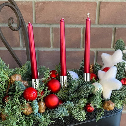 4 pieces - Candle holder - candle holder - candlestick - Christmas wreath candle holders - metal candlestick - Christmas decorations - home decor - candle accessories - 2.5*2.5*11 cm - silver.