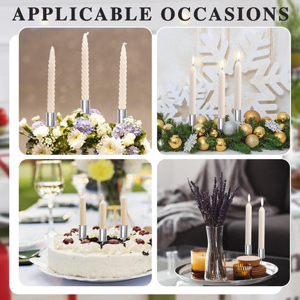 4 pieces - Candle holder - candle holder - candlestick - Christmas wreath candle holders - metal candlestick - Christmas decorations - home decor - candle accessories - 2.5*2.5*11 cm - silver.