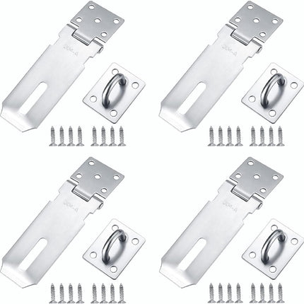 Padlock with screws - 4 Pieces - Hasp Padlock Holder - Padlock Lock - Exterior Door Lock - Padlock Door Handle - Door Lock with Screws - Door Padlocks for Doors, Cabinets.