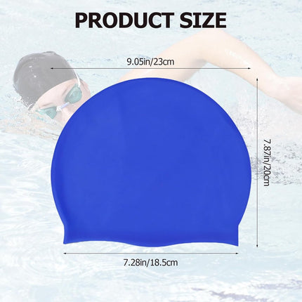 pieces - swimming cap - 23*20 cm - silicone swimming caps - hearing protection - waterproof swimming hat - keep dry for long and short hair - unisex swimming caps - for adults, children and juniors - black and blue.