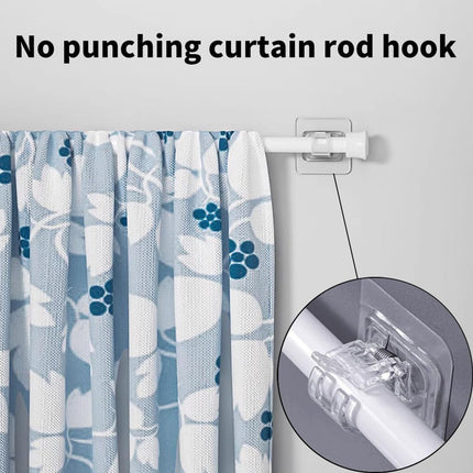 6 pieces - Curtain rod hook - 6*6 cm - drill-free curtain holders - self-adhesive curtain rod holders - drill-free curtain hooks - curtain accessories - for curtain rods, towel racks, bathrooms, kitchens - transparent.