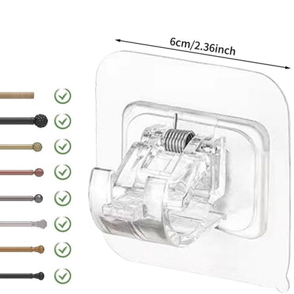 6 pieces - Curtain rod hook - 6*6 cm - drill-free curtain holders - self-adhesive curtain rod holders - drill-free curtain hooks - curtain accessories - for curtain rods, towel racks, bathrooms, kitchens - transparent.