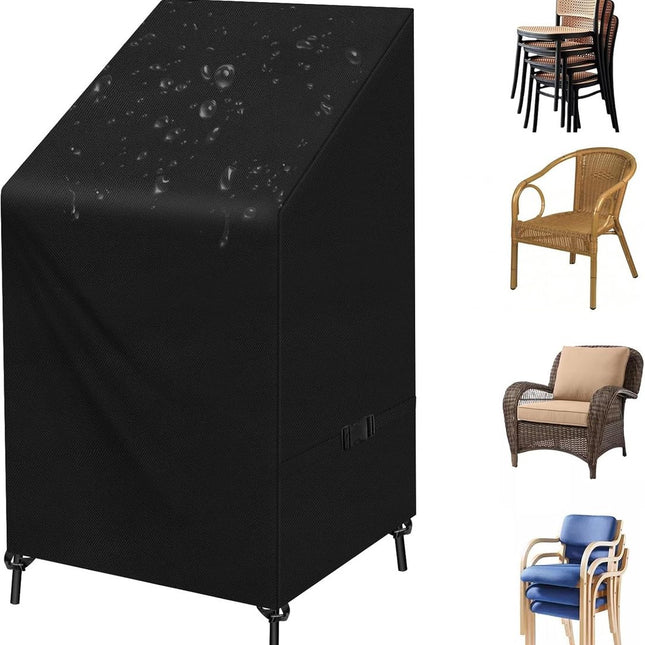 Garden Chair Cover - 75*75*120cm - Garden Furniture Covers - Waterproof Chair Cover - 210D Oxford - furniture covers - stackable garden chair cover - protective cover for garden chairs - dust cover - dustproof - rainproof - sunproof - snowproof - black