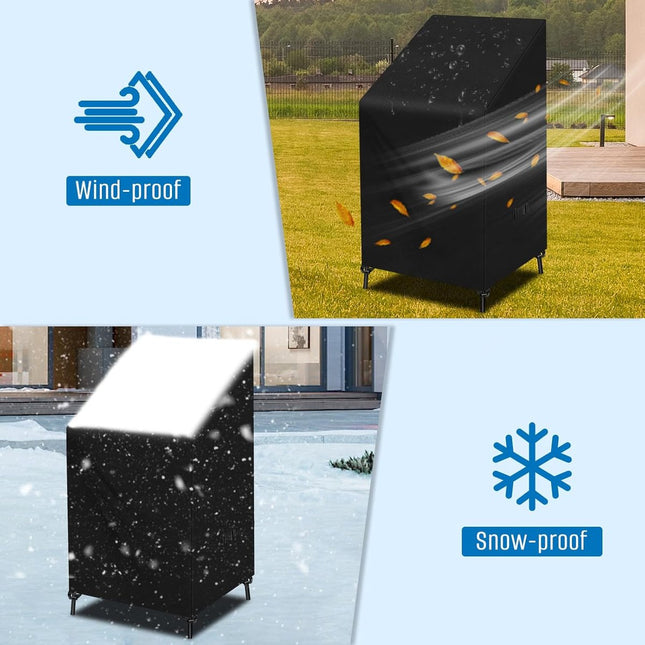 Garden Chair Cover - 75*75*120cm - Garden Furniture Covers - Waterproof Chair Cover - 210D Oxford - furniture covers - stackable garden chair cover - protective cover for garden chairs - dust cover - dustproof - rainproof - sunproof - snowproof - black.