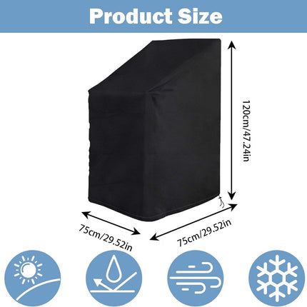 Garden Chair Cover - 75*75*120cm - Garden Furniture Covers - Waterproof Chair Cover - 210D Oxford - furniture covers - stackable garden chair cover - protective cover for garden chairs - dust cover - dustproof - rainproof - sunproof - snowproof - black.