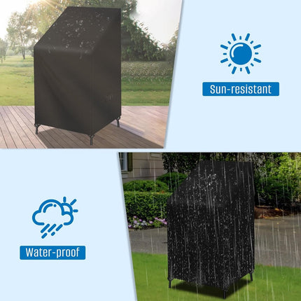 Garden Chair Cover - 75*75*120cm - Garden Furniture Covers - Waterproof Chair Cover - 210D Oxford - furniture covers - stackable garden chair cover - protective cover for garden chairs - dust cover - dustproof - rainproof - sunproof - snowproof - black.