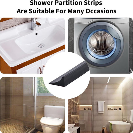 300 cm silicone anti-overflow shower barrier - Shower thresholds - water dam shower sticker - shower threshold bar - dry and wet separation - folding shower door seal and waterproof retention system - Sanitary Water Stopper - Black.