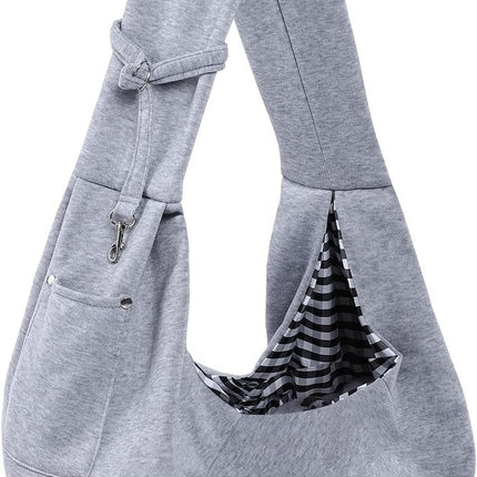 Dog carrier bag - reversible puppy carrier bag - pet bag - cat backpack - dog and cat carrier bag - with storage compartment - shoulder bag - hands-free dog carrier bag - for small dogs and cats - Grey.