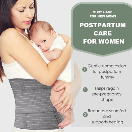Postpartum Pregnancy Belt - Postpartum Belly Belt - Postpartum Support Belt - Breathable Belly Wrap - Pregnancy Belly Belt - Belly Braces - Corset - Kidney Warmer - Recovery Belt - Lower Back Support - for women - Size L/XL - Grey.