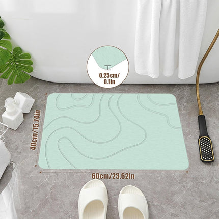 Absorbent Bath Mat - 40*60 cm - Diatomaceous Earth Bath Mat - Non-Slip Diatomite Mat - Non-Slip Shower Mat - Shower Mat - Bathroom Mat - Toilet Mat - non-slip bath mat - water-absorbent mat - entrance doormat - quick-drying bath mat - green.