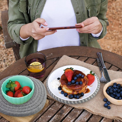 5 pieces - Coasters - 18 cm - Round Coasters - Heat-resistant coaster - Pot coasters - Vase mat - Table accessories - for hot dishes, pots and pans - for kitchen, furniture, countertops and table coasters - grey.