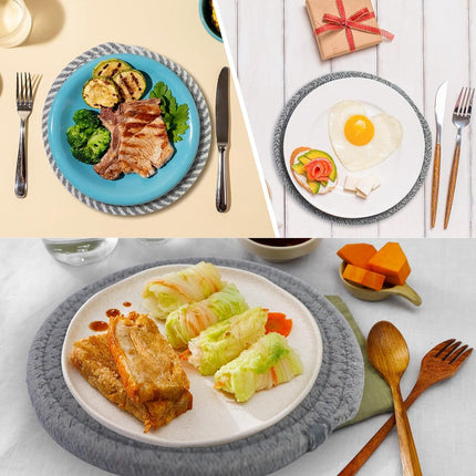 5 pieces - Coasters - 18 cm - Round Coasters - Heat-resistant coaster - Pot coasters - Vase mat - Table accessories - for hot dishes, pots and pans - for kitchen, furniture, countertops and table coasters - grey.