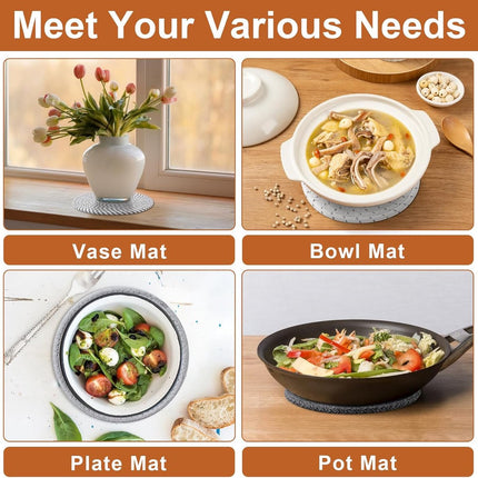 5 pieces - Coasters - 18 cm - Round Coasters - Heat-resistant coaster - Pot coasters - Vase mat - Table accessories - for hot dishes, pots and pans - for kitchen, furniture, countertops and table coasters - grey.