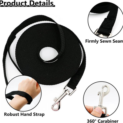 20m*2cm - Dog Leash - Dog Training Leash - Pet Leash - Waterproof - With wrist strap and 360° carabiner - long leash - leash - robust - Pet Supplies - for medium and large dogs - for obedience training - black.