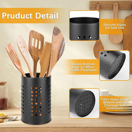 2 pieces - 18*12cm and 16.5*10cm - kitchen tool holder - stainless steel cutlery basket - tableware storage - drain rack - cutlery box - for organizing drawers and countertops - for kitchens - black.