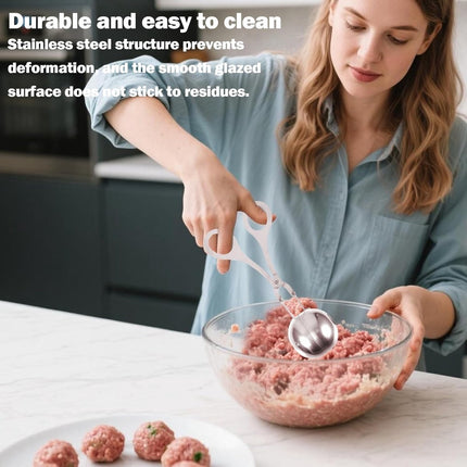 2 pieces - Meatball maker - Meatball tongs - Meatball mold - Meatball spoon - Tongs - Non-stick meatball tongs - Ice cream scoop - Clamp mold - Kitchen utensil - Diameter 3.5 cm, 4.5 cm - for making meatballs, ice cream, rice balls and fruit - silver.