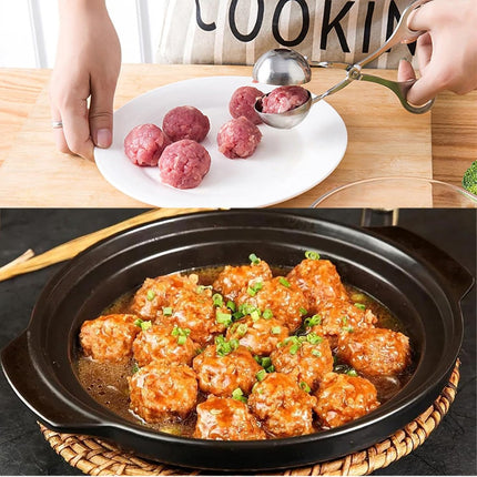 2 pieces - Meatball maker - Meatball tongs - Meatball mold - Meatball spoon - Tongs - Non-stick meatball tongs - Ice cream scoop - Clamp mold - Kitchen utensil - Diameter 3.5 cm, 4.5 cm - for making meatballs, ice cream, rice balls and fruit - silver.