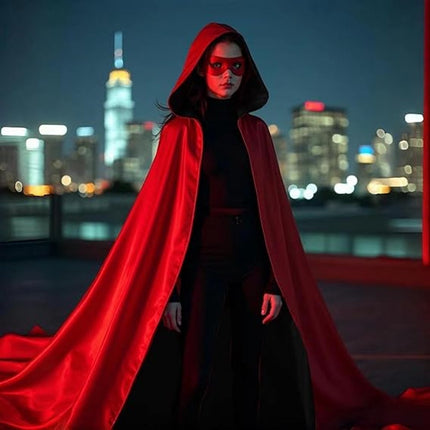 Red Halloween cape - alloween cosplay costume - Unisex reversible cape with hood - robe - Grim Reaper's Cape - vampire cape - Black and red double layer cape - long masquerade cape - Pirate cape - black and red witch cape.