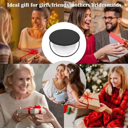 Makeup mirror - Illuminated compact mirror - rechargeable - 1x/10x magnifying makeup mirror - Mirror - portable travel makeup mirror - with natural daylight and LED lighting - small dimmable illuminated mirror - for handbag - 9*1.8 cm - black.