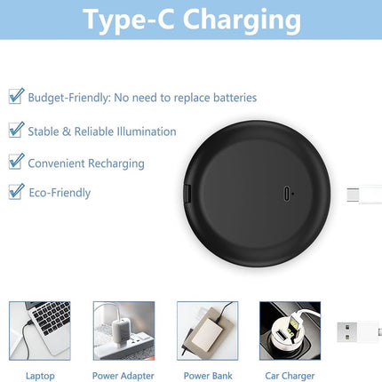 Makeup mirror - Illuminated compact mirror - rechargeable - 1x/10x magnifying makeup mirror - Mirror - portable travel makeup mirror - with natural daylight and LED lighting - small dimmable illuminated mirror - for handbag - 9*1.8 cm - black.