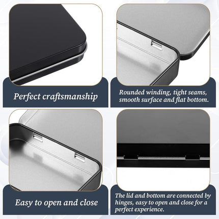 3 pieces - Iron box - Storage box - Portable box - storage box - jewelry box - metal hinged boxes - mini storage box with lids - for storing pins, candy, jewelry, craft supplies - 80*53*18mm - black.