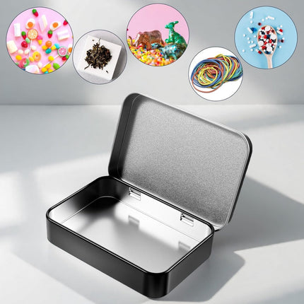 3 pieces - Iron box - Storage box - Portable box - storage box - jewelry box - metal hinged boxes - mini storage box with lids - for storing pins, candy, jewelry, craft supplies - 80*53*18mm - black.