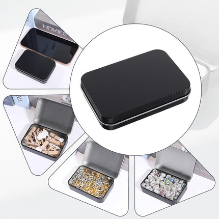 3 pieces - Iron box - Storage box - Portable box - storage box - jewelry box - metal hinged boxes - mini storage box with lids - for storing pins, candy, jewelry, craft supplies - 80*53*18mm - black.
