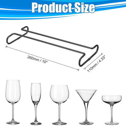 Wine glass holder - Glass hooks for shelf - Iron glass holder for glasses - Wall display holder - Hanging glass holders - Metal hanging glass holder - Display rack - hooks - for bars, wine cabinets, cupboards, kitchens, restaurants - 26*11.5 cm - black.