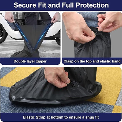 Waterproof overshoes - 1 pair - Overshoes - Rain shoe cover - Shoe covers - Rainproof - Rain boot covers - with zipper - with reflective strips - for rain, snow and mud - Sizes 37-39 - Size M - black.