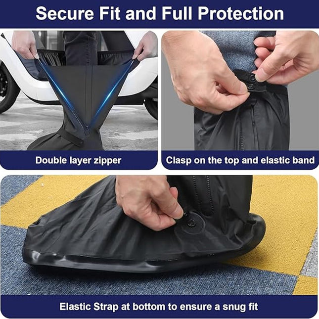 Waterproof overshoes - 1 pair - Overshoes - Rain shoe cover - Shoe covers - Rainproof - Rain boot covers - with zipper - with reflective strips - for rain, snow and mud - Sizes 37-39 - Size M - black.