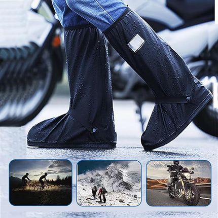Waterproof overshoes - 1 pair - Overshoes - Rain shoe cover - Shoe covers - Rainproof - Rain boot covers - with zipper - with reflective strips - for rain, snow and mud - Sizes 37-39 - Size M - black.
