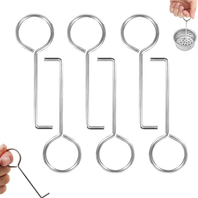 pieces - Drain Wrench - Drain Hook - Lifting Hook - Hook - Stainless Steel Drain - Drain Wrench Hook - Removal Tool - for Shower Drains, Drain Grate, Drain Hair Catcher, Daily Cleaning - 88*28 mm - Silver.