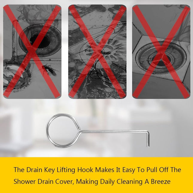 pieces - Drain Wrench - Drain Hook - Lifting Hook - Hook - Stainless Steel Drain - Drain Wrench Hook - Removal Tool - for Shower Drains, Drain Grate, Drain Hair Catcher, Daily Cleaning - 88*28 mm - Silver.