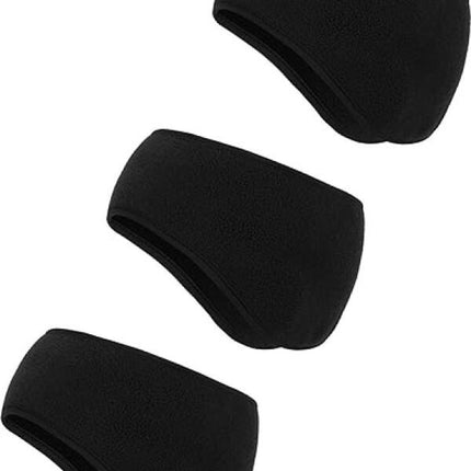 Comfort Earmuffs - 3 Pieces - Ear Warmers - Headband - Earmuffs - Headband Ear Muffs - Winter Ear Muffs - Winter Sports - Women / Men - Unisex - for running, cycling, and skiing in cold weather - Black.