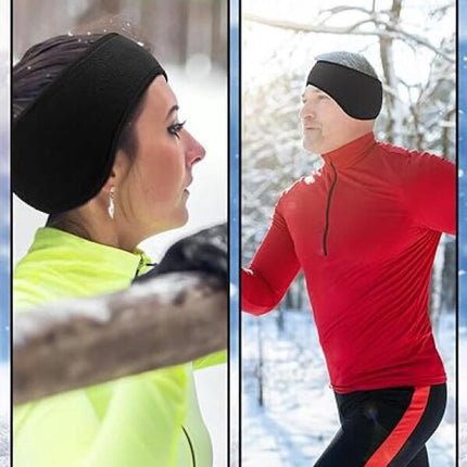 Comfort Earmuffs - 3 Pieces - Ear Warmers - Headband - Earmuffs - Headband Ear Muffs - Winter Ear Muffs - Winter Sports - Women / Men - Unisex - for running, cycling, and skiing in cold weather - Black.