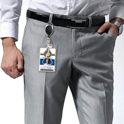 2 Pieces Heavy Duty Retractable Badge Holder - Extendable Keychains - D-Clip - with Carabiner - Waist Clip Drawstring - Badge Holder Drawstring - Retractable Reel ID Badge Card Holder - Vertical - Card Holder Drawstring - Clip ID Holder - Black/Silver.
