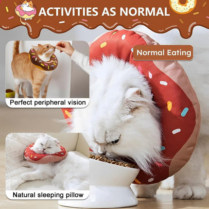 Cat collar - adjustable cat collar - adjustment range 17-26cm - vacuum packed - for after surgery - for small dogs and cats - protective collar for cats and dogs - anti-scratch - anti-licking - brown donut shape.
