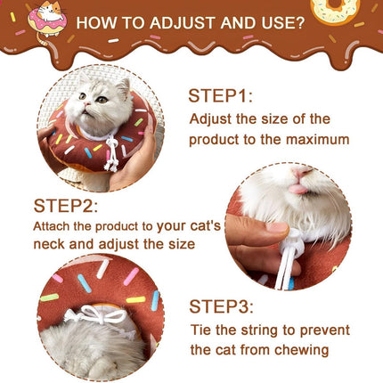 Cat collar - adjustable cat collar - adjustment range 17-26cm - vacuum packed - for after surgery - for small dogs and cats - protective collar for cats and dogs - anti-scratch - anti-licking - brown donut shape.