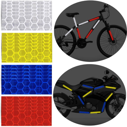 4 rolls - 1cm * 8m - Reflective tape - self-adhesive safety markings - reflective strips - reflective stickers - warning tape - for visibility - for vehicles and outdoor helmets - white, yellow, red, blue.